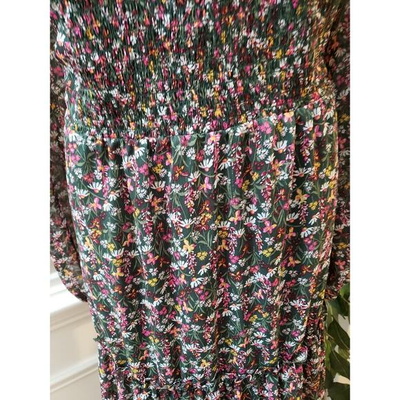 Draper James Long Maxi Dress Women's 3X Multicolor Floral Smocked Long Sleeve - Picture 9 of 15